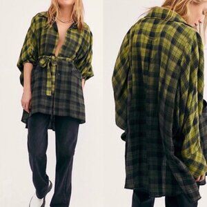 Free People We the Free You WIsh Flannel Ombre Oversized Shirt NWT Size M